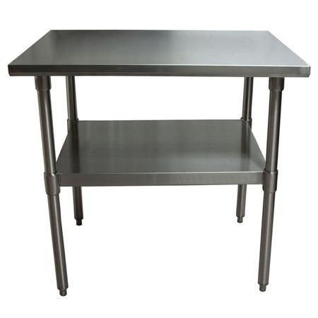 Bk Resources Work Table Stainless Steel W/Undershelf, Plastic bullet feet 30"Wx30"D SVT-3030